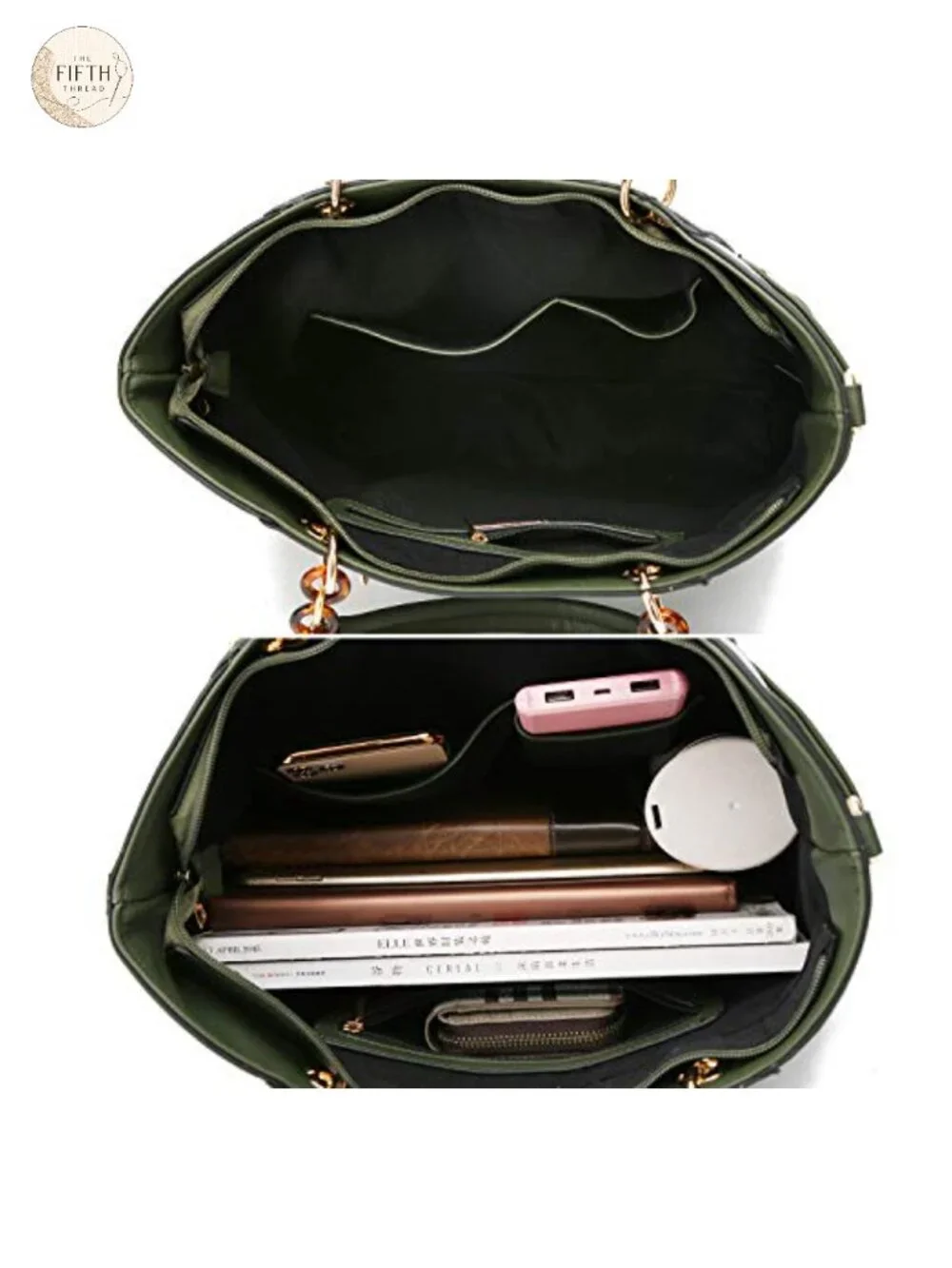 2-Piece Vegan Leather Tote Bag Set with Wristlet Wallet